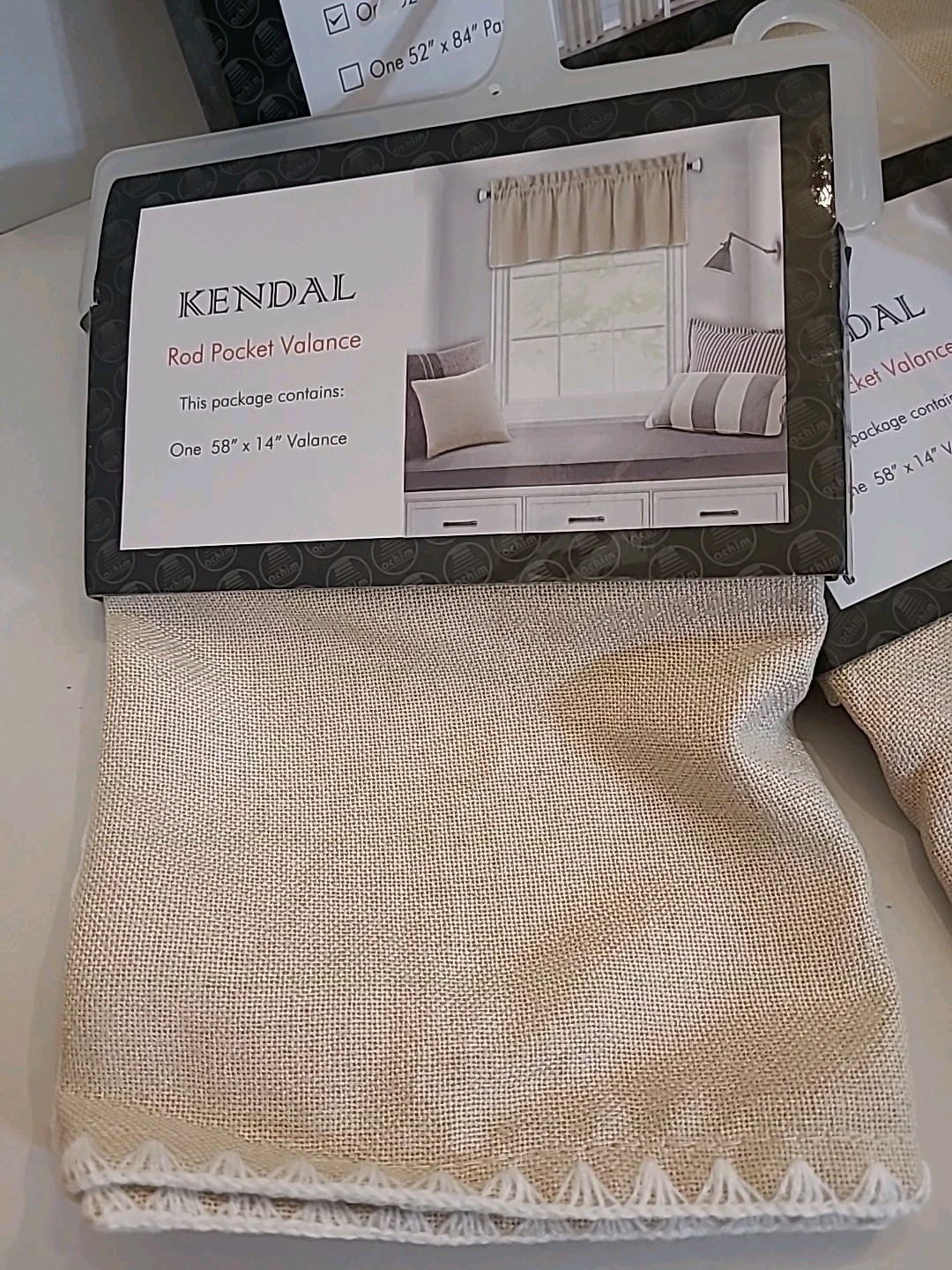 Farmhouse Rustic Kendal 3-Valances 58″x14″ & Curtain Panel Rod Pocket 52″W X 63″