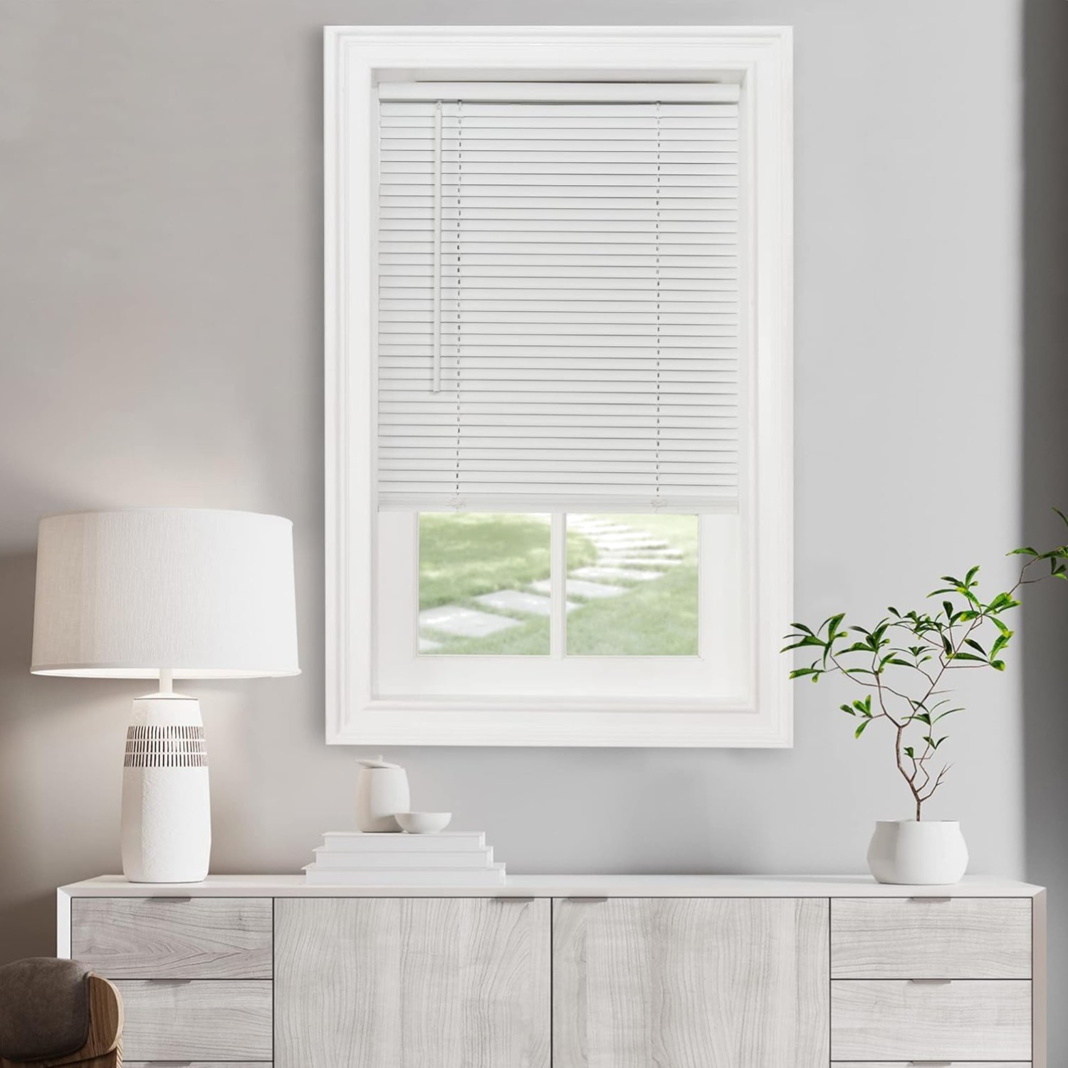 Mini Blind Vinyl 28×64 Light Filtering Child Safe Window Covering