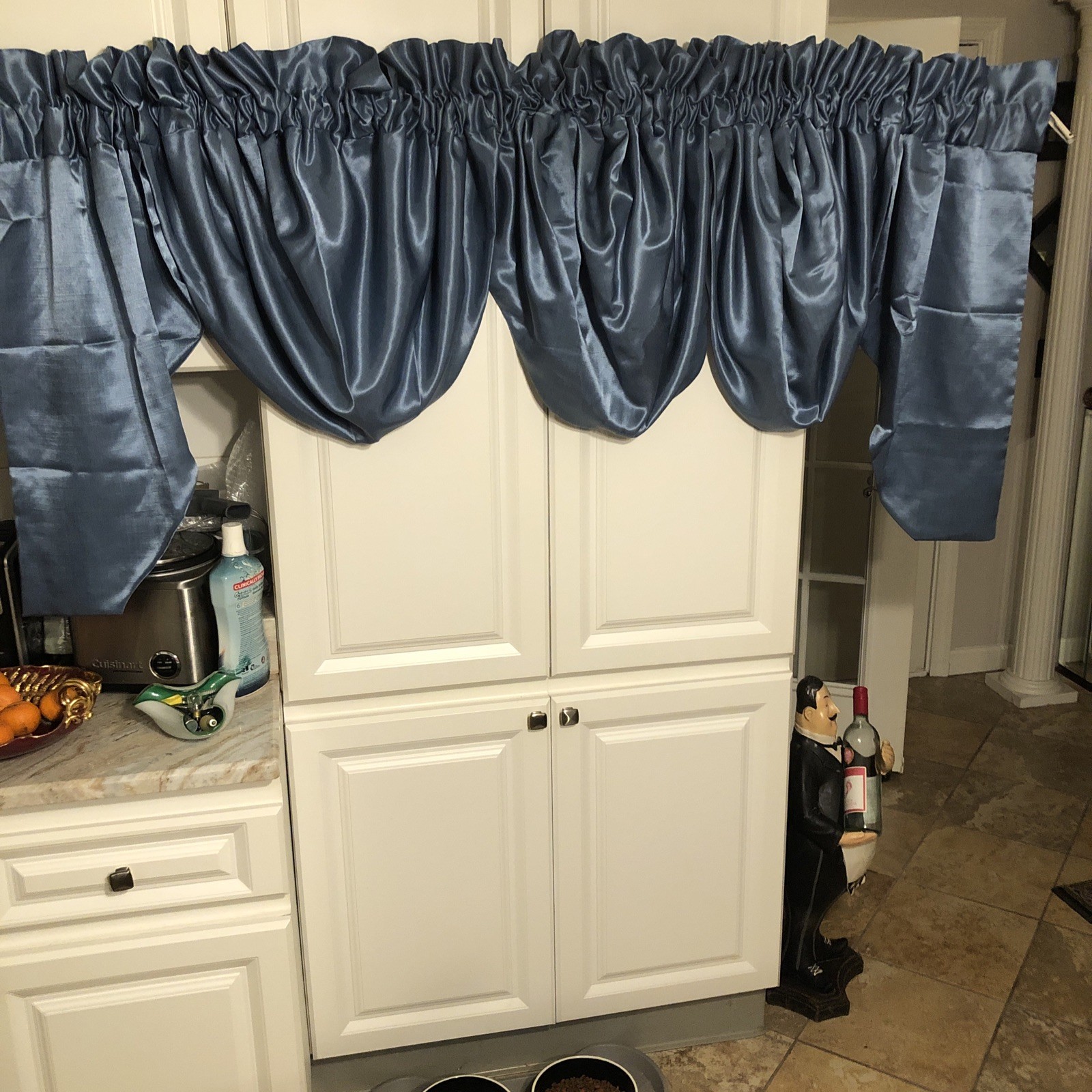 JCPenney 5 Pc Waterfall Swag Set For Bay Or Picture Window Lined 90x 27 Blue