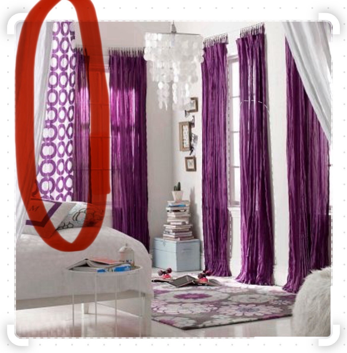 New Pottery Barn Teen 4 Drapes Curtains Panels Twist Tie Top Purple White Dorm