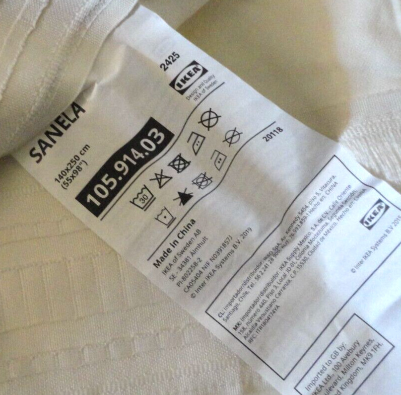 IKEA SANELA WHITE MODERN VELVET (2) TAB TOP DRAPERY PANELS 55X98