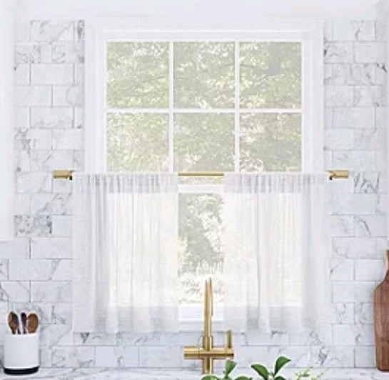 Archaeo Slub Textured One Tier pair 56” x 24″ White
