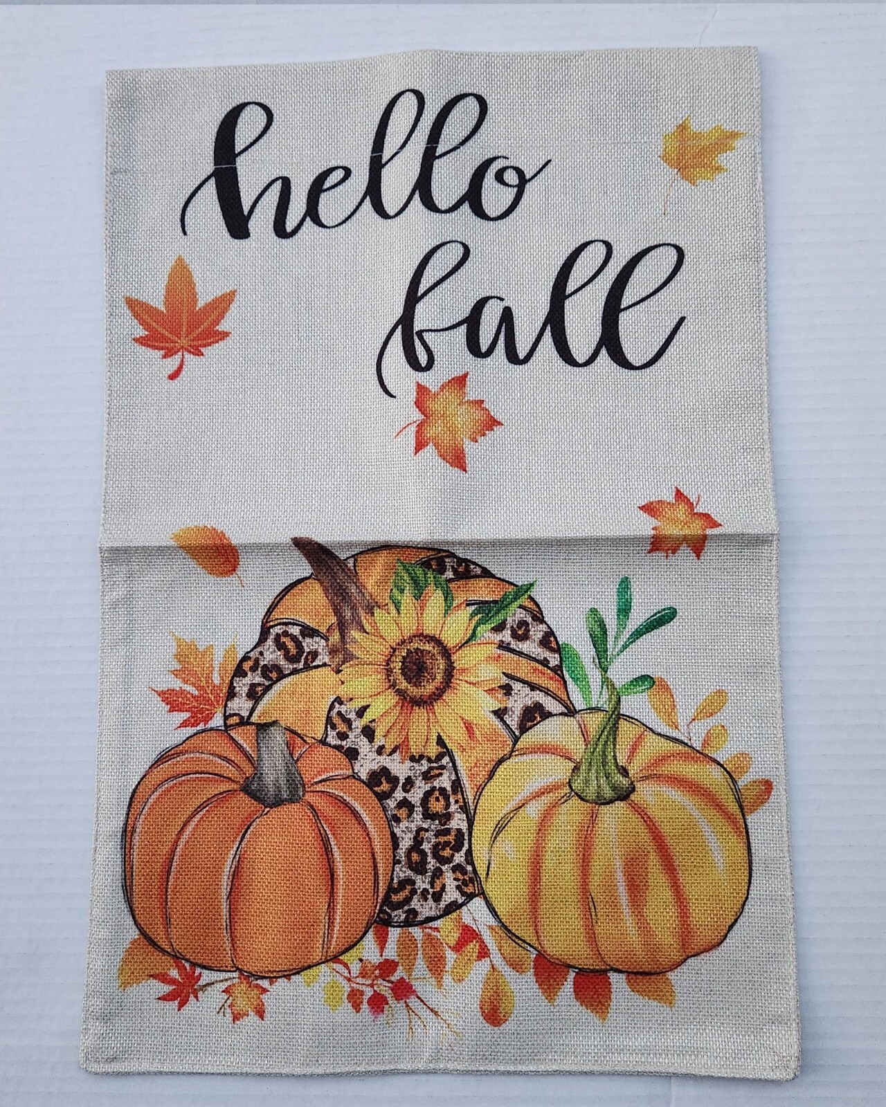 Three (3) Welcome / Hello Fall Double Sided Garden Flags – 12 in. x 18 in.