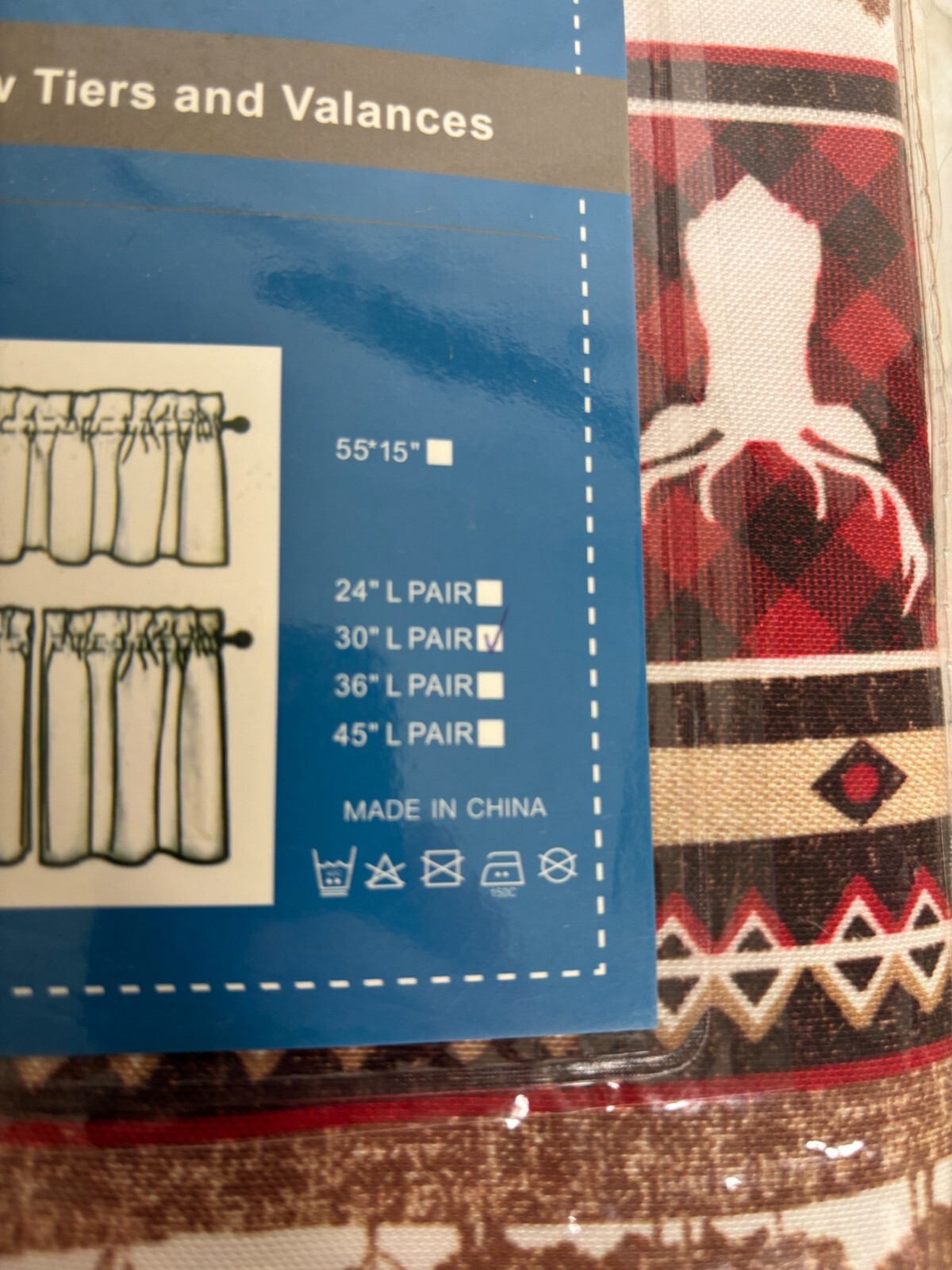Deer Mount Window Valances 30″ Set of 2 — Multi-Color — New in Open Packaging