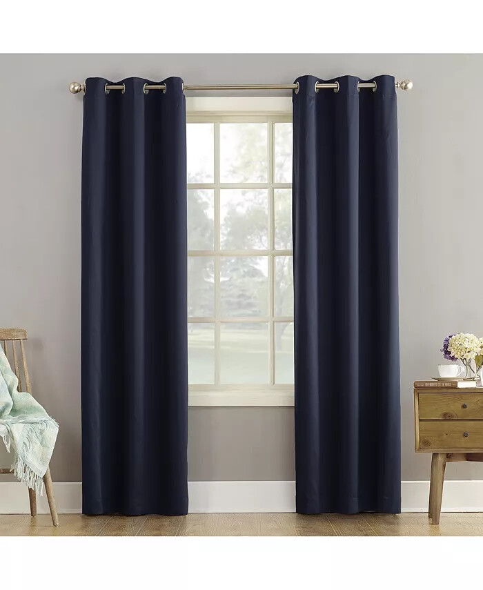 Zun Zero Rod Pocket Room Darkening Curtain – 54 W x 95 L Navy – Pair