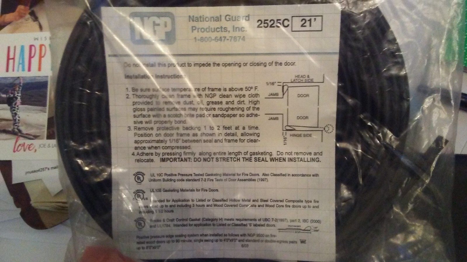Silicone Bulb Self-Adhesive Gasketing National Guard Products 2525C 21