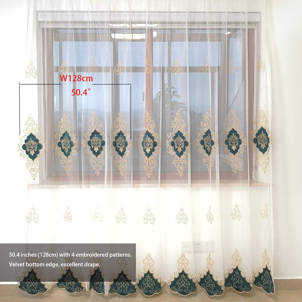 2 Panels European Luxury Curtains 50″W x 84″L (Pack of 2) Teal/Rod Pocke