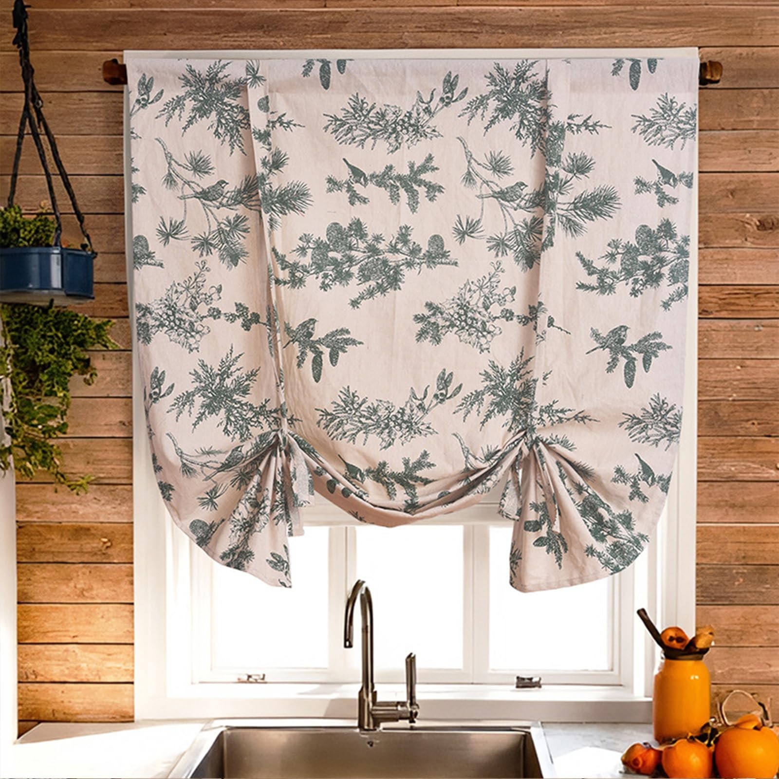 Roman Valance Curtain – Vintage Tie-Up Kitchen Window Treatment, Rod Pocket B…