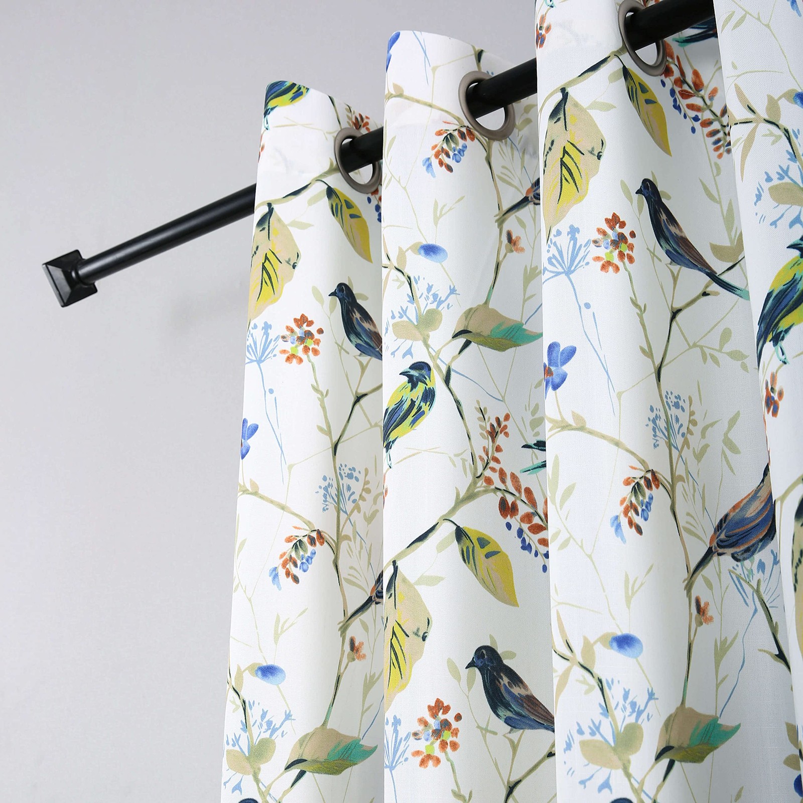 Delicate Blue Birds Window Curtains for Bedroom Dining Room, Grommet Top Craf…