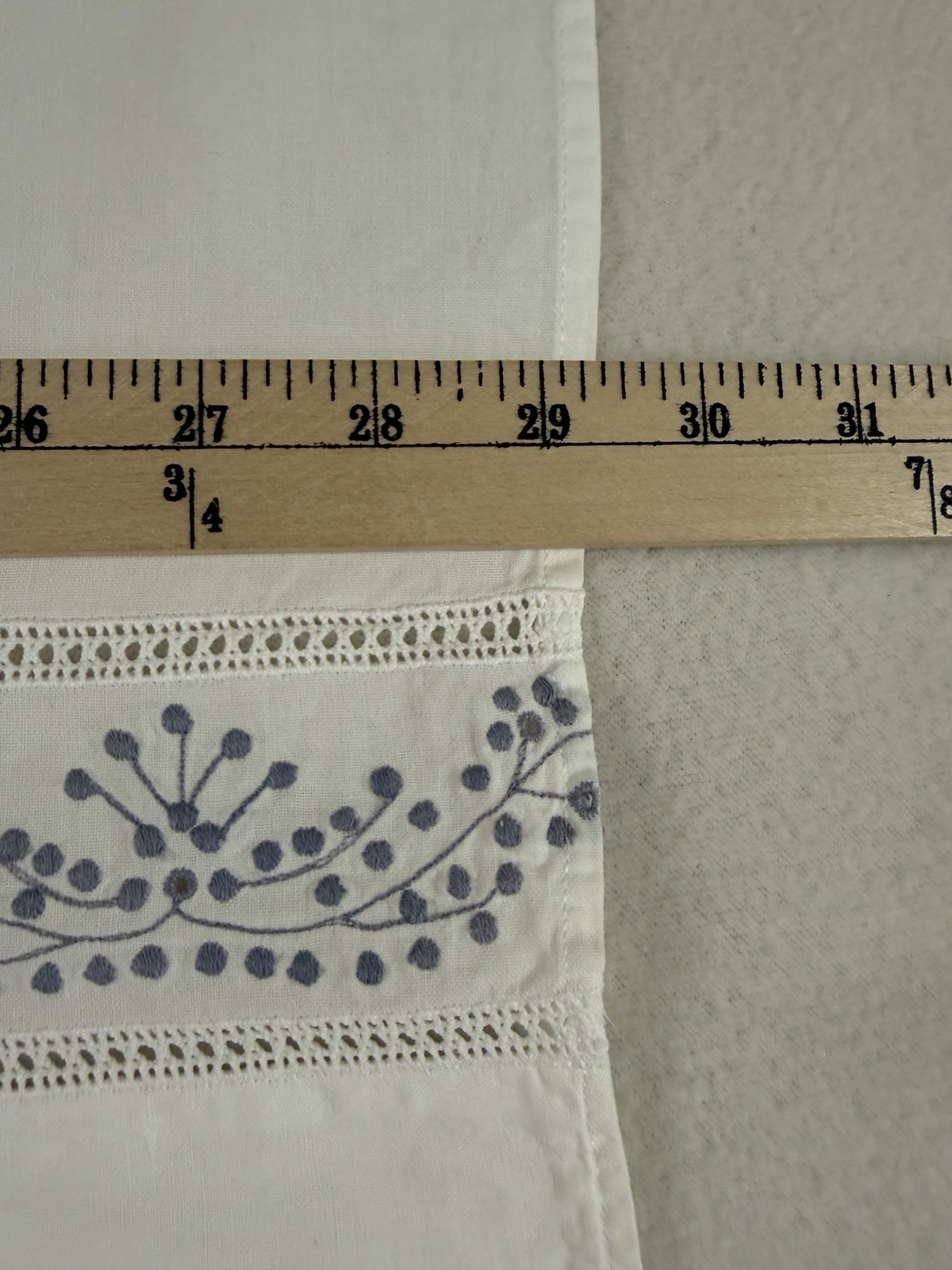 Cafe Curtain Set Panels White Embroidered Lavender Cottage Shabby Farmhouse 4