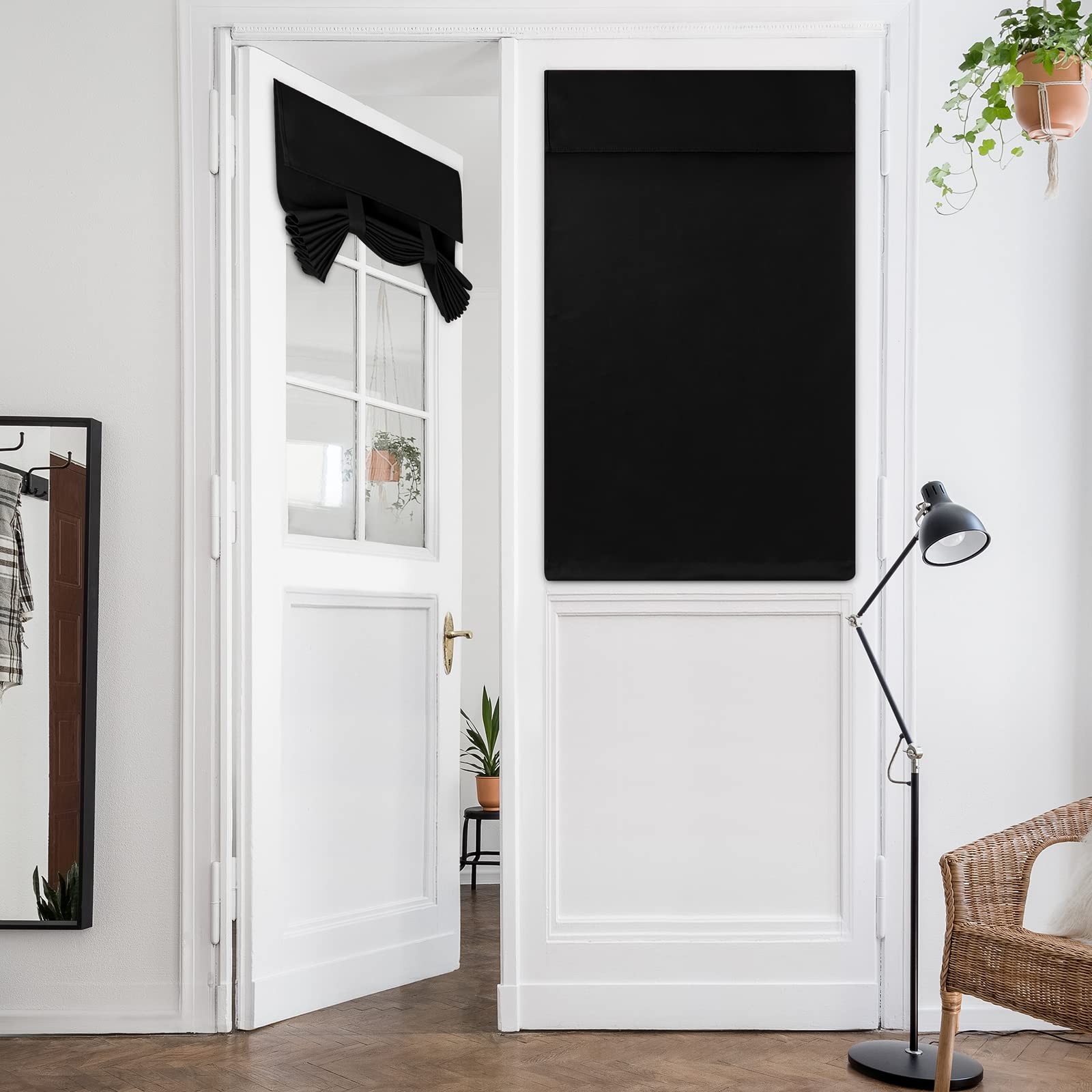 HOMEIDEAS Blackout French Privacy Door 26″W x 40″L (Pack of 1), Black