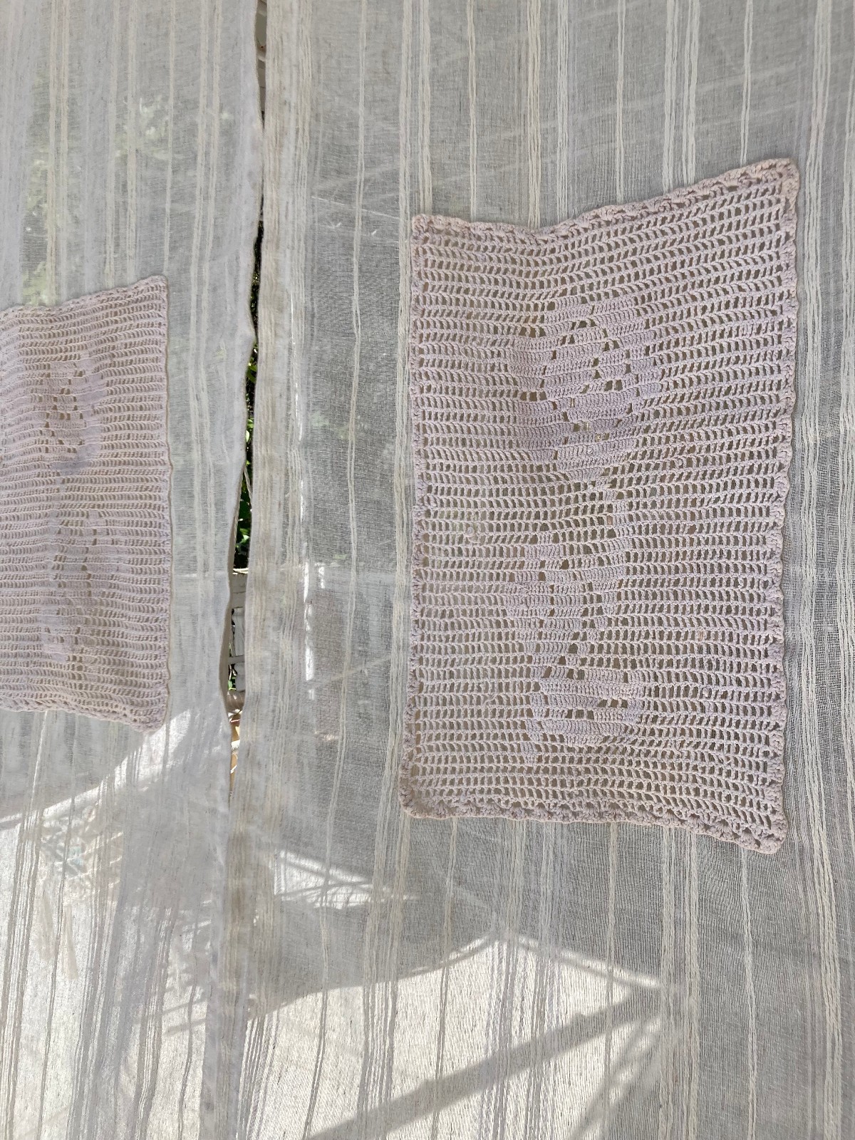 Boho Sheer Door Curtain 36×84 with Crochet Lace, Cotton Noren Shabby Chic