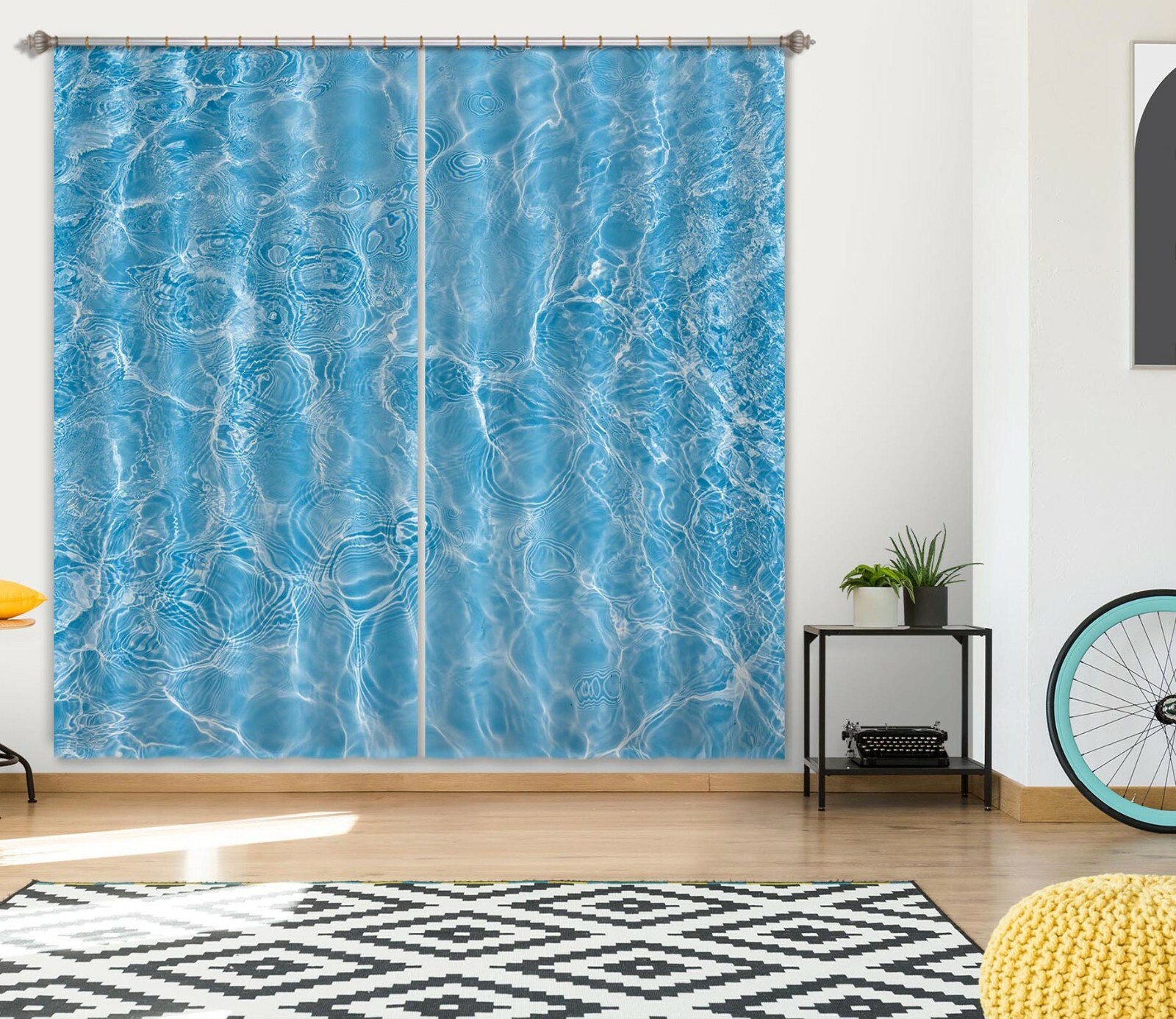 3D Blue Water Pattern ZHUA423 Blockout Photo Curtain Fabric Window Amy