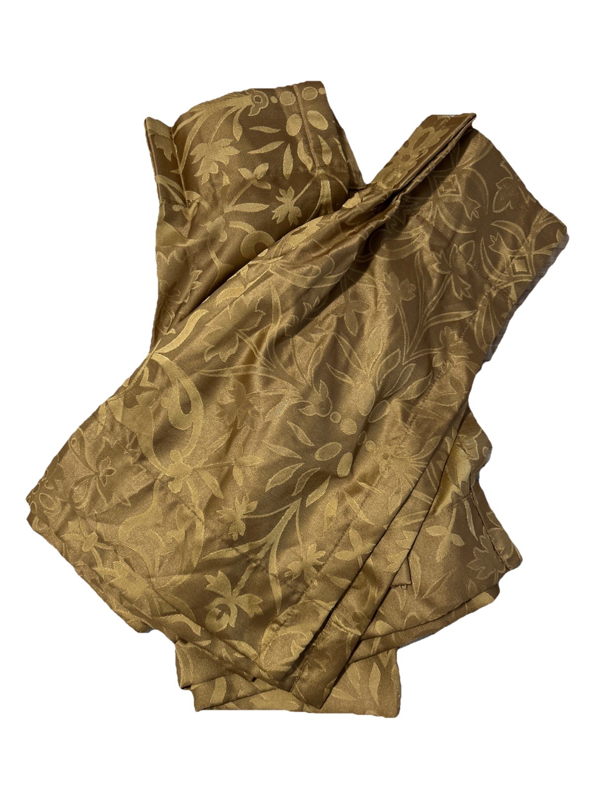 (2) Cindy Crawford Gold Pleated 48 in Valances Leaf Pattern