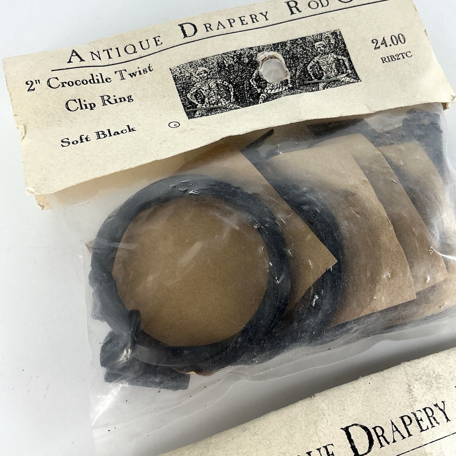 Antique Drapery Rod Co 2” Twist Crocodile Clip Curtain Rings Black 2 Pkgs