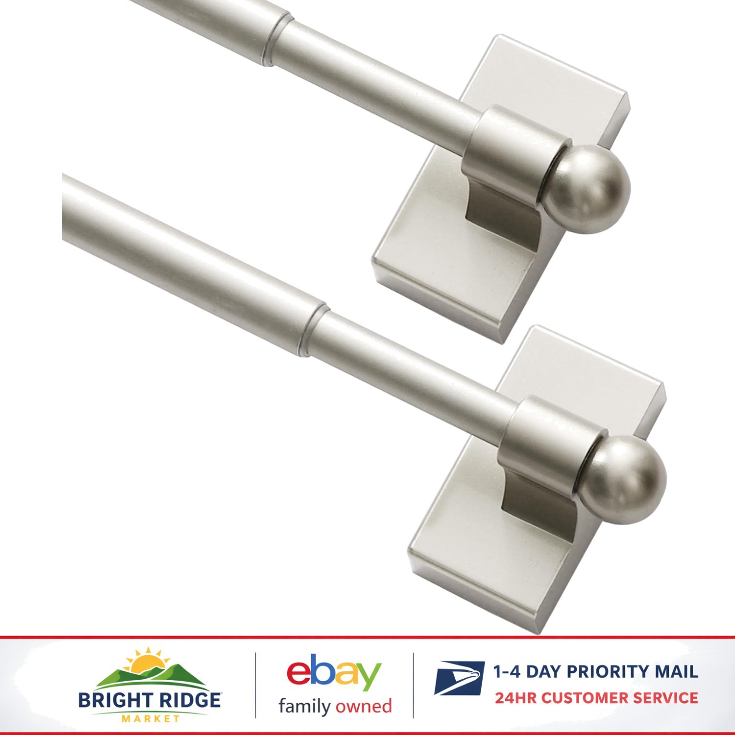 Easy Installation Magnetic Curtain Rods, 2 Pack, Adjustable for Steel Surfaces