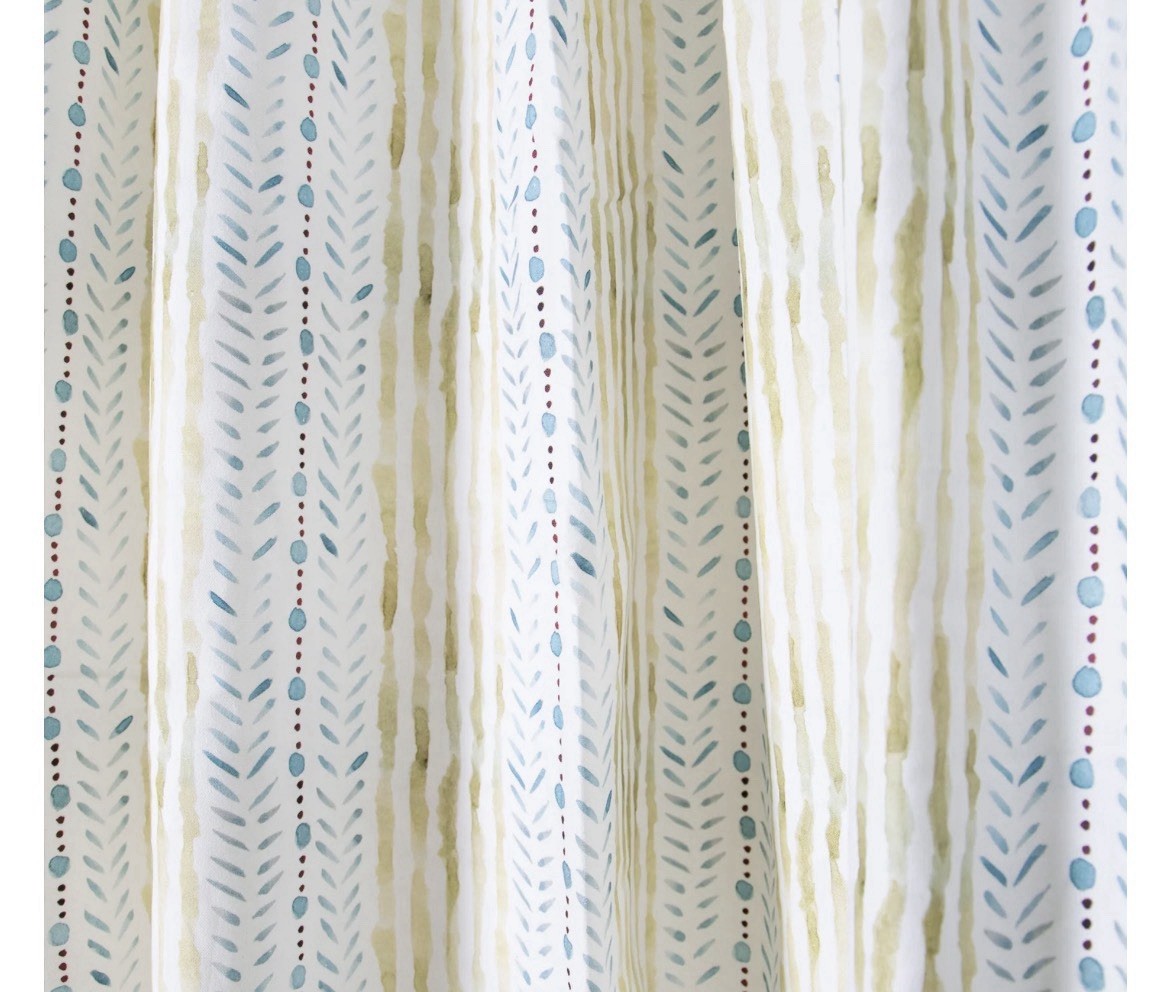 Pepper Home Julia Curtain Panel Ring Top 50” W x 100” L Blue Green New