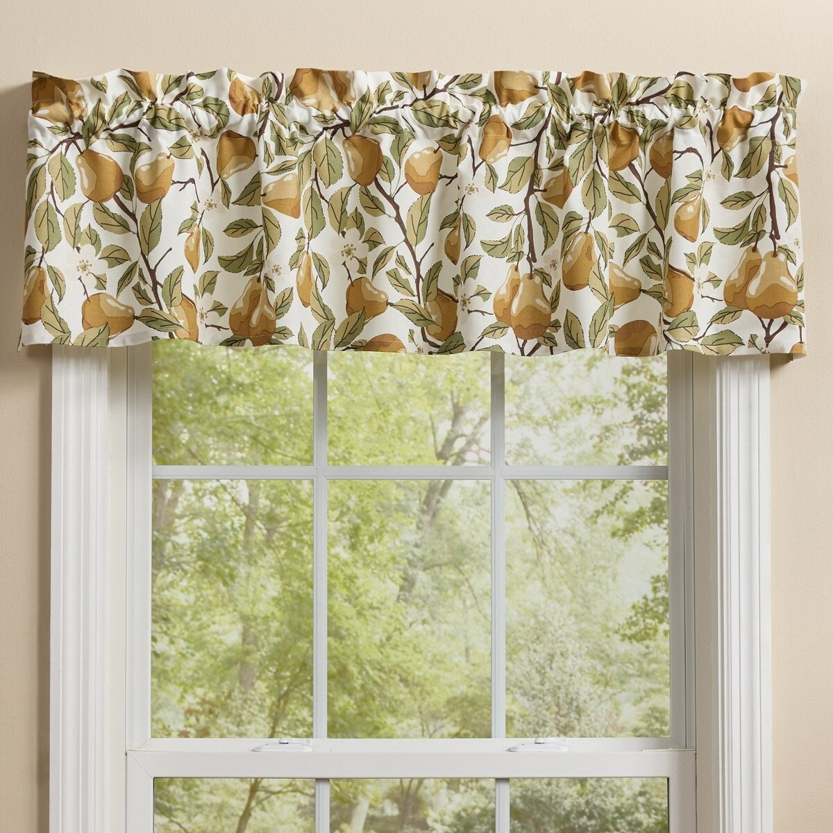 Golden Pear Print Country Farmhouse Cottage Cotton Unlined Valance 60″ x 14″
