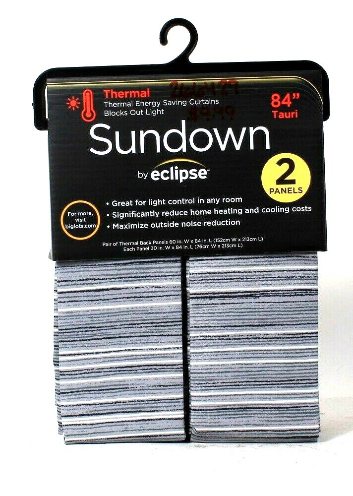 Sundown By Eclipse Thermal Tauri 60″ W X 84″ L Pewter Polyester 2 Count Panel