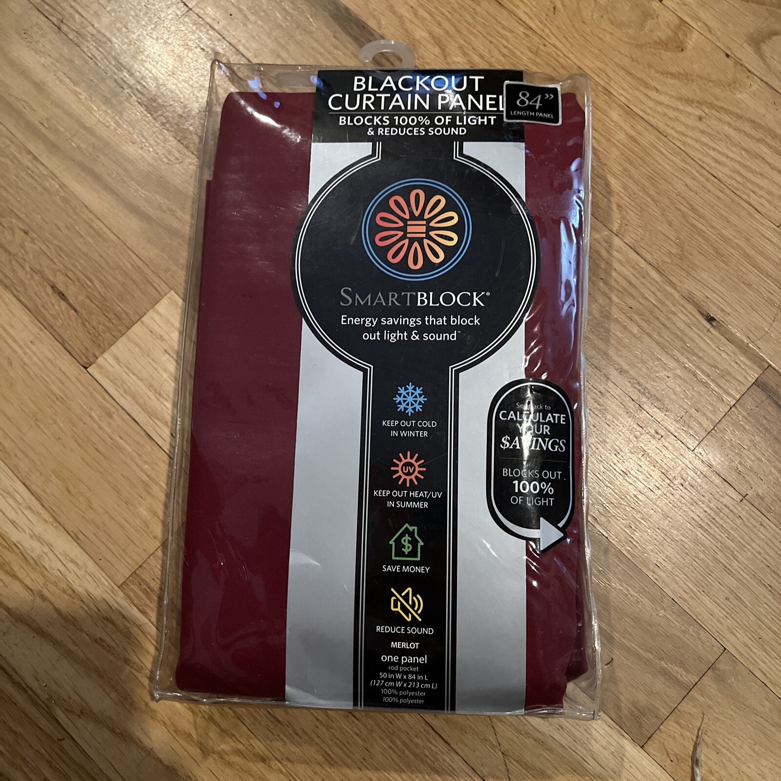 SmartBlock Chroma Blackout Curtain Panel Merlot 50×84” One Panel Rod Pocket NEW!