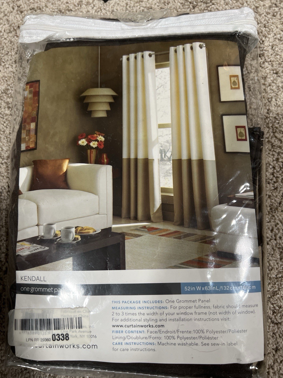 Curtainworks Kendall Grommet Curtain Panel 52×63 Brown Black New