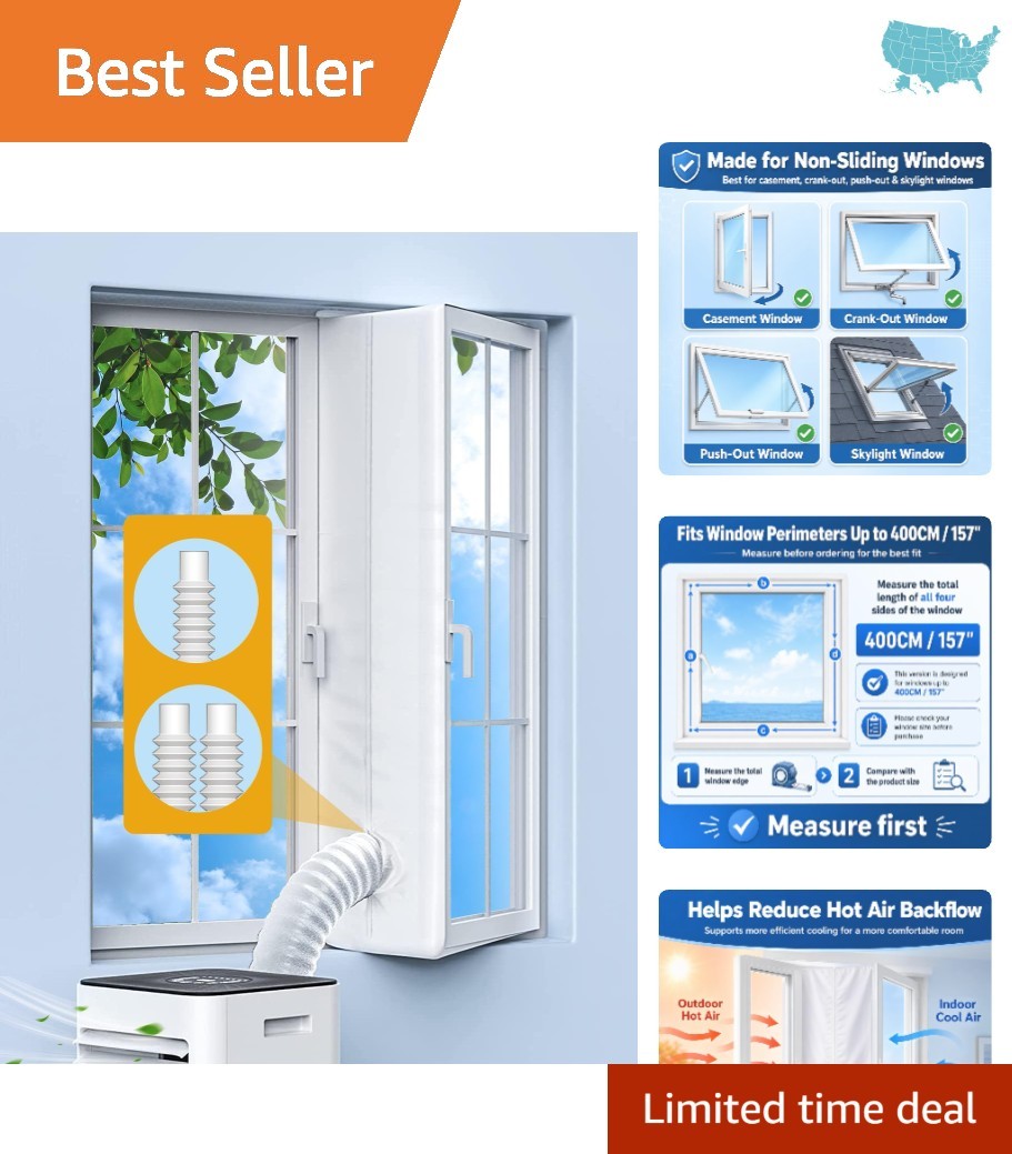 No-Drill Portable AC Window Seal for 400CM Windows – Adjustable Design