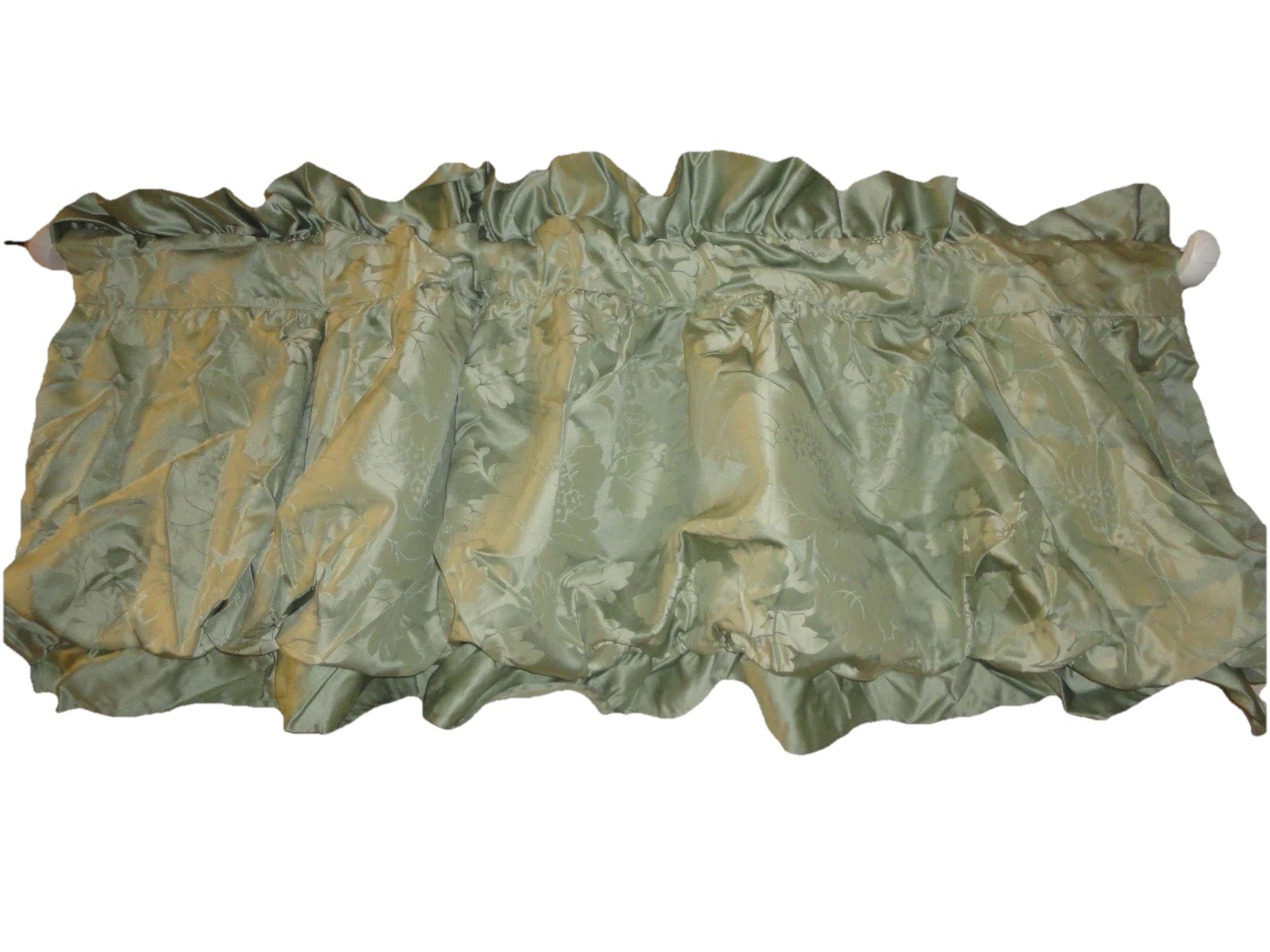 CROSCILL DANA JACQUARD LAYERED SCALLOPED VALANCE LIGHT SAGE GREEN 52 X 16 NEW