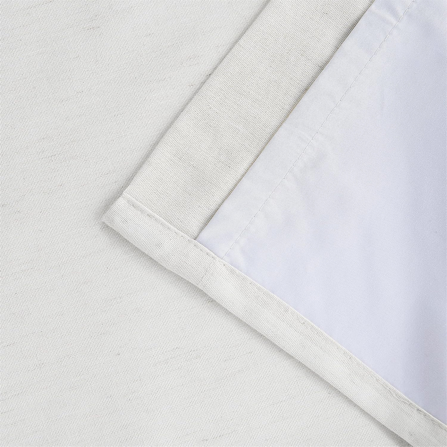 Ivory Blackout Linen Curtains 45″ Pinch Pleat for Small Windows, UV Blocking