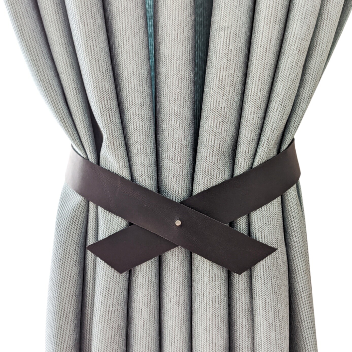 30cm Genuine Leather Curtain Tiebacks, Curtain Tie Backs, Black Curtain Tiebacks