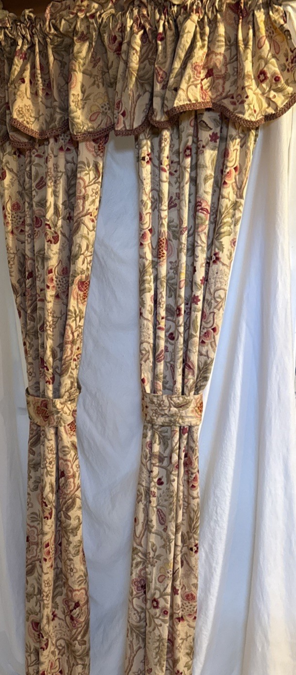 4 Waverly Imperial Dress Jacobean Rod Pocket Curtain Drape AND 4 Valance,Tieback