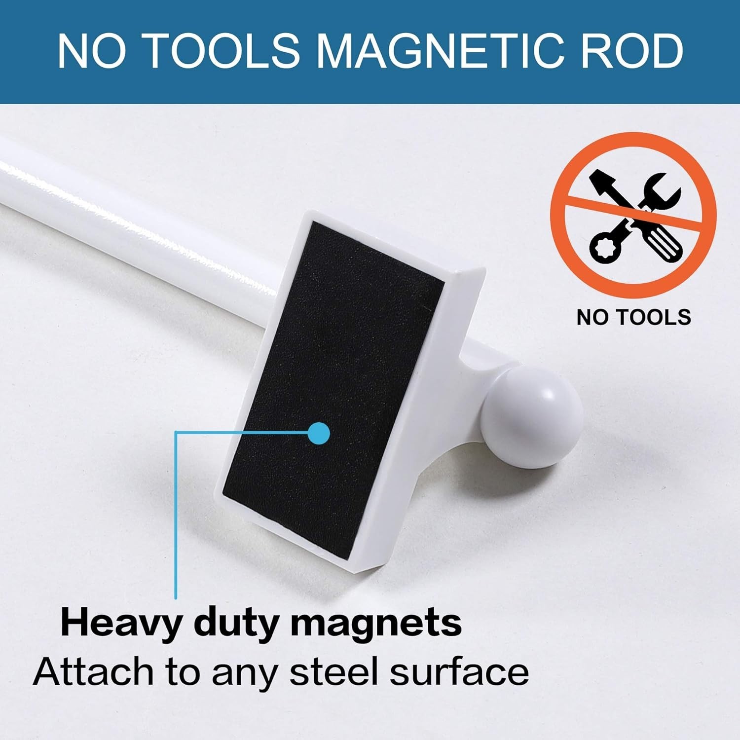 2 PACK Magnetic Curtain Rods for Metal Doors, 16 to 28 Inch, 1/2 Inch Diamete…