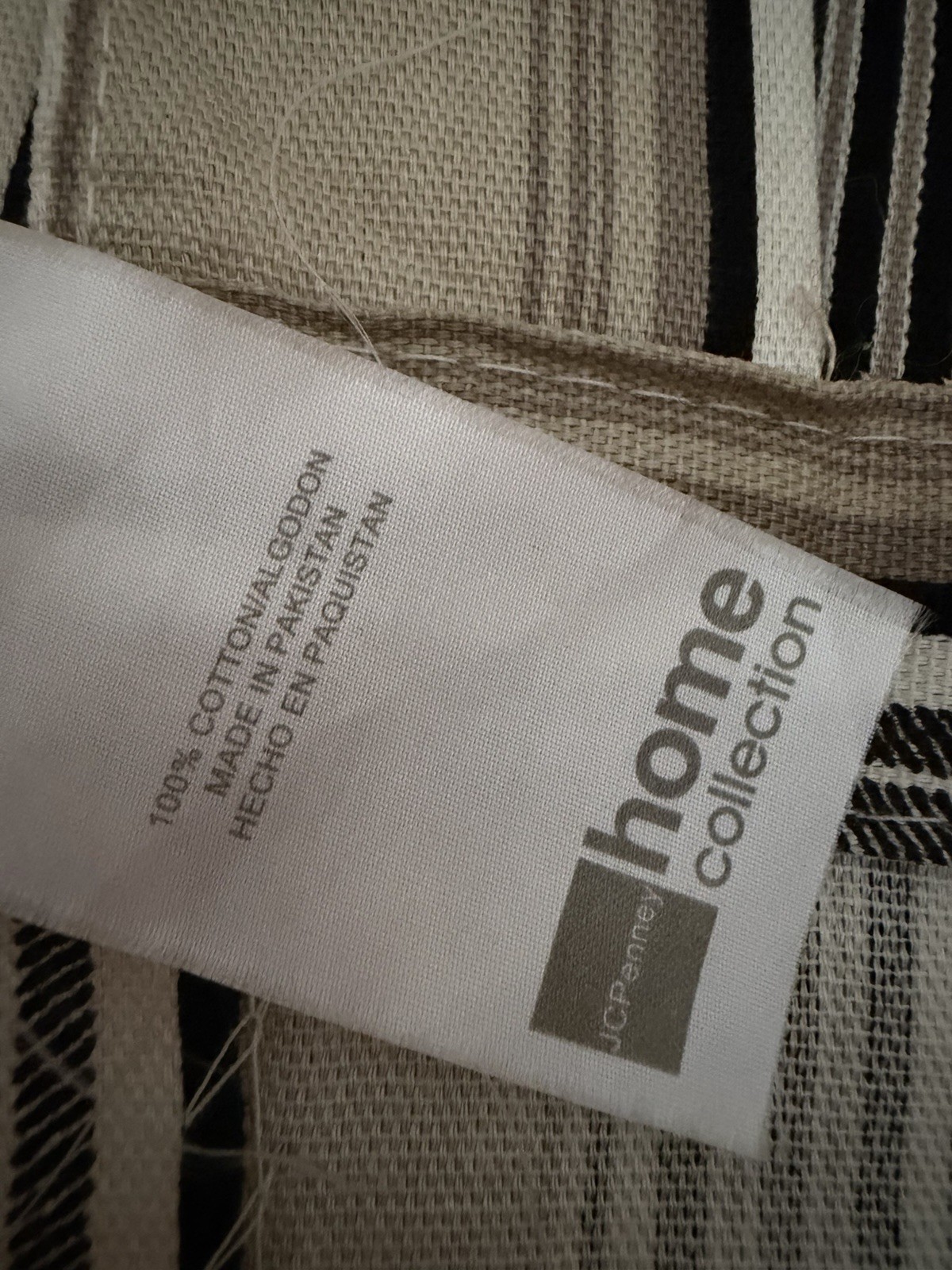 JCPenny Two Panels Curtains Rustic Cotton Linen Only Stripe Jacquard 90×39