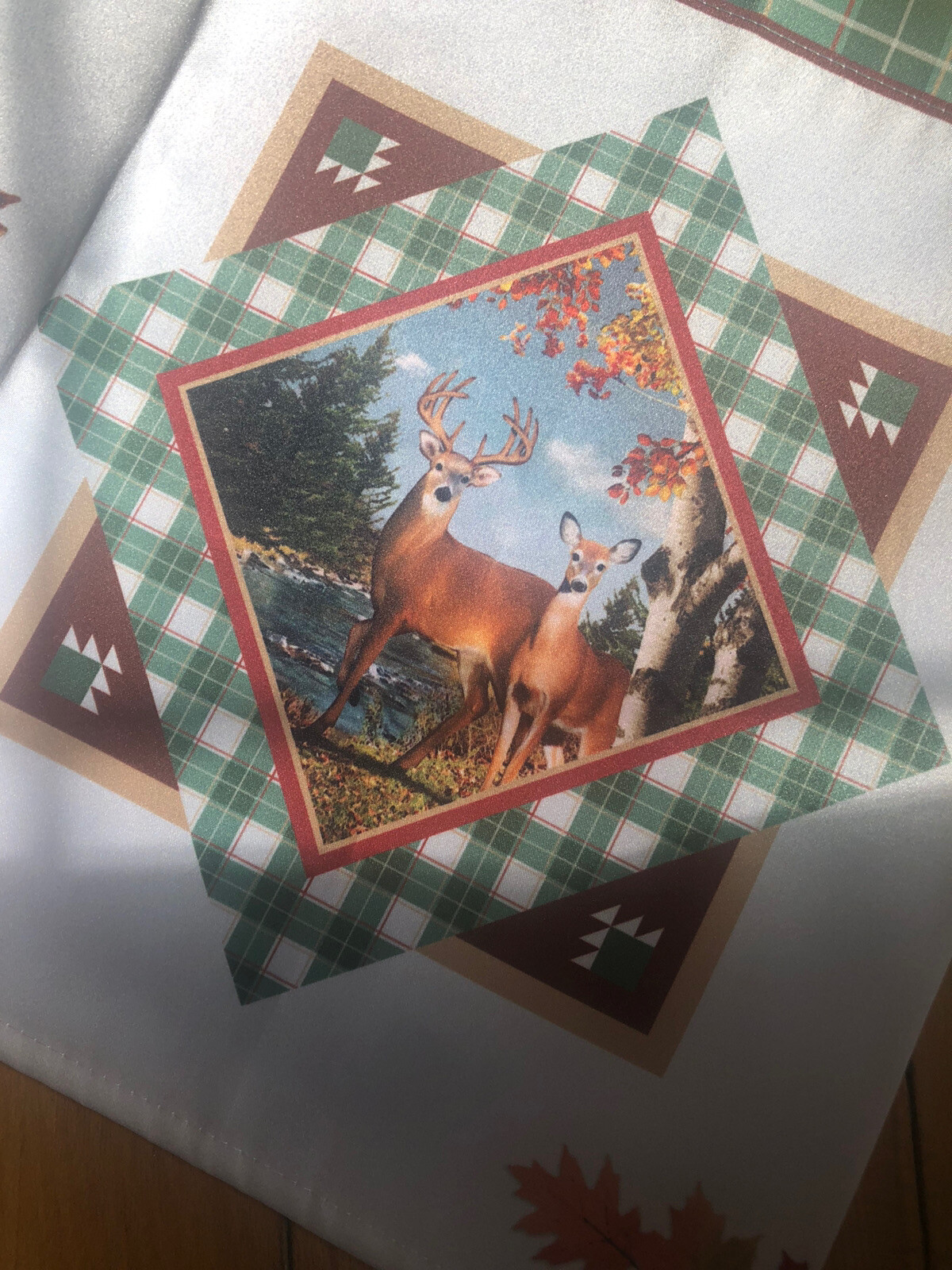 Harvest Fall Leaves Autumn Window Valance Woodland Lodge Deer Forest Valance