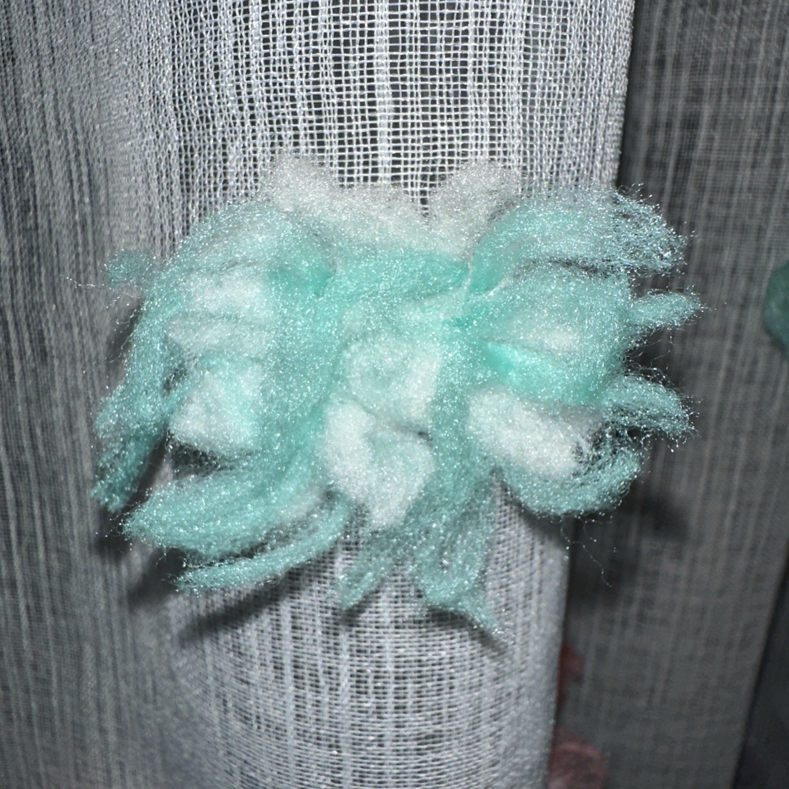 YOUR ZONE POM POMS CURTAIN PANEL 38X84 SHEER WHITE PASTEL COLORS EUC