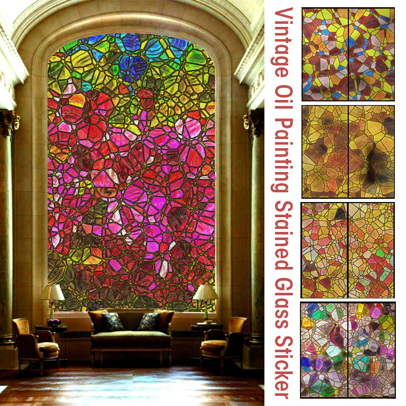 3D Rainbow Glass Privacy Film Stained Static Cling Sticker Frosted Window /Decor