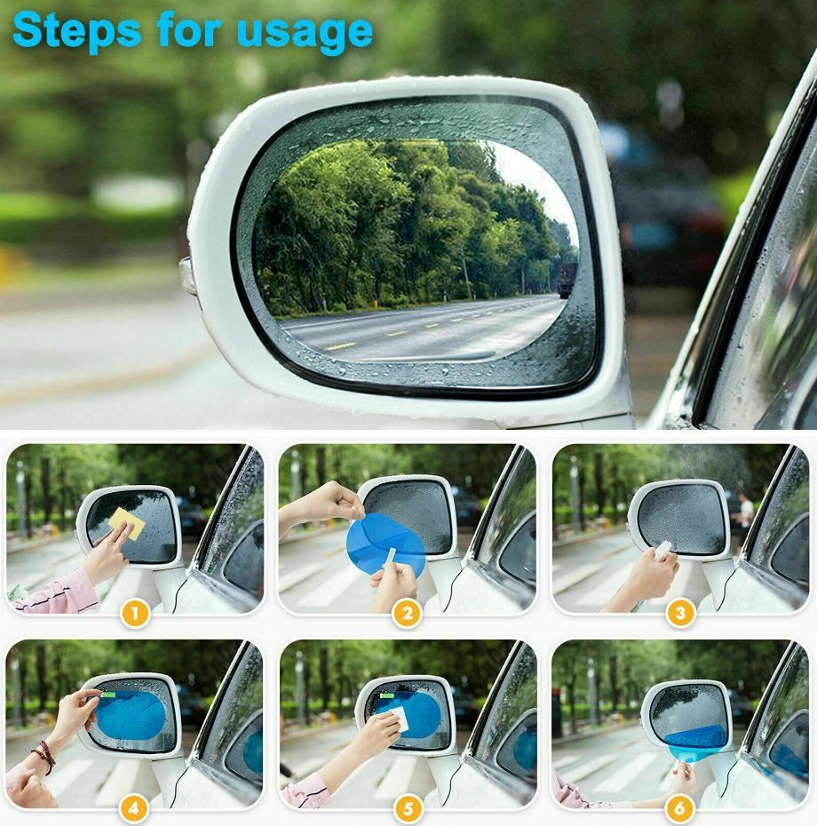 4PCS Waterproof Car Rearview Mirror Rainproof Anti-Fog Rain-Proof Film Sticker
