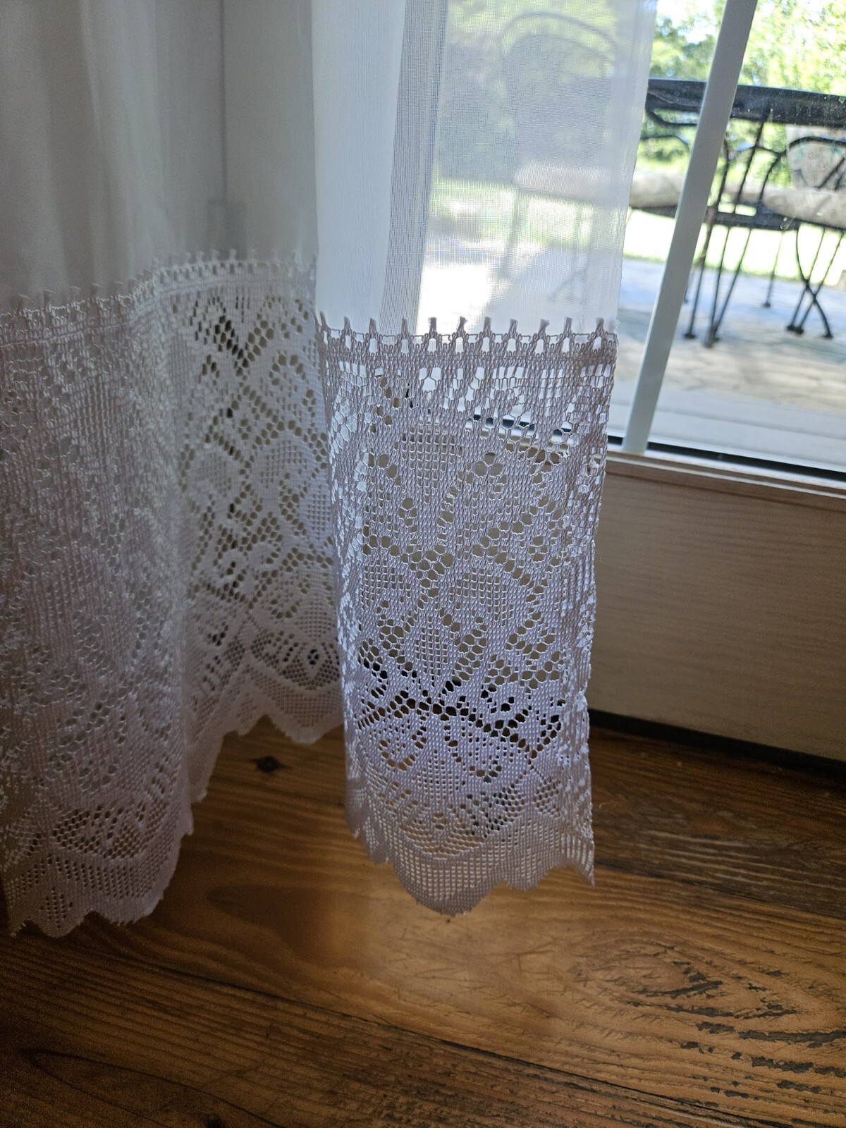 Victorian Sheers & Lace Curtain Panels 55×84 White 18″ Valance Set of 2 – LOVELY