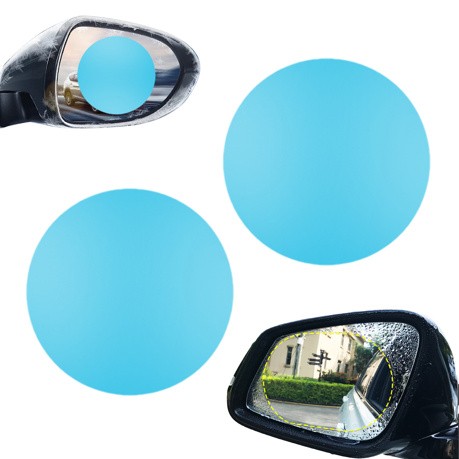 2PCS Anti Fog Mirror Film Car Rearview Mirror Guard Waterproof Rainproof Sticker