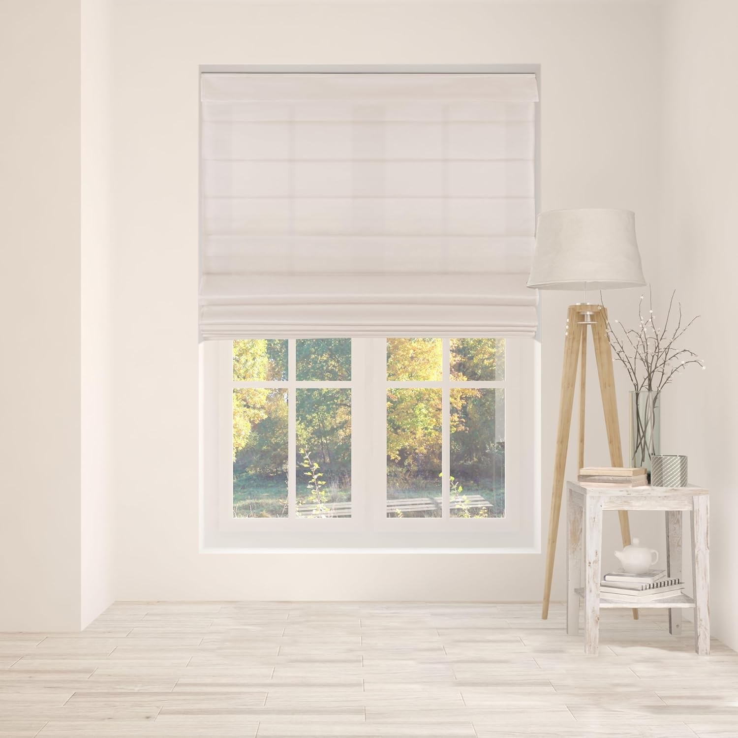 Cordless Fabric Roman Shades Light Filtering Window Blinds Color Pebble Beach