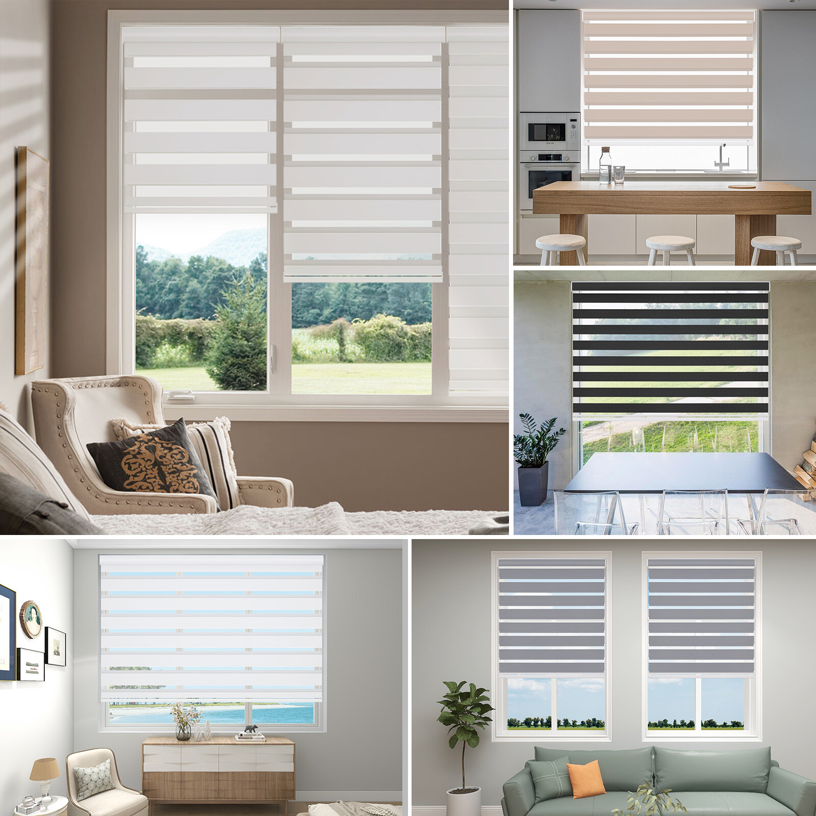 Changshade CUSTOM CUT Dual Zebra Roller Blinds Window Shades Easy to Install