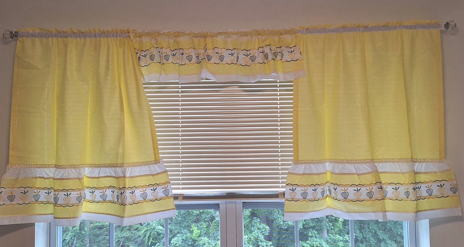Vintage Cafe Curtains Yellow Strawberry Cottagecore Kitchen