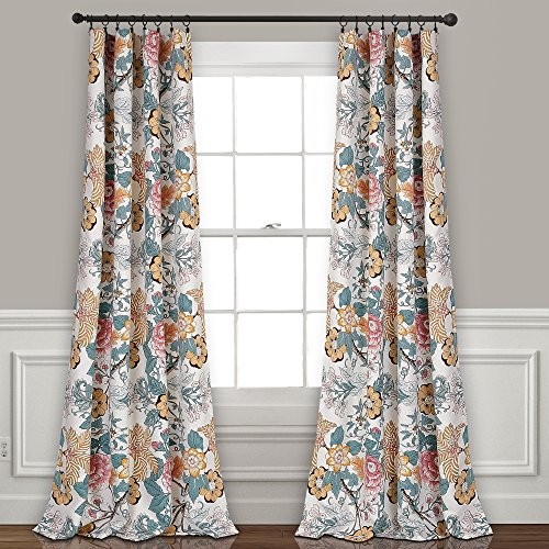 Sydney Light Filtering Window Curtain 52″W x 84″L (Pack of 2) Blue & Yellow