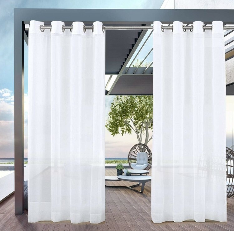 (1) Patio Sheer Curtain 1 Panel Indoor Outdoor Grommet Waterproof White 84″