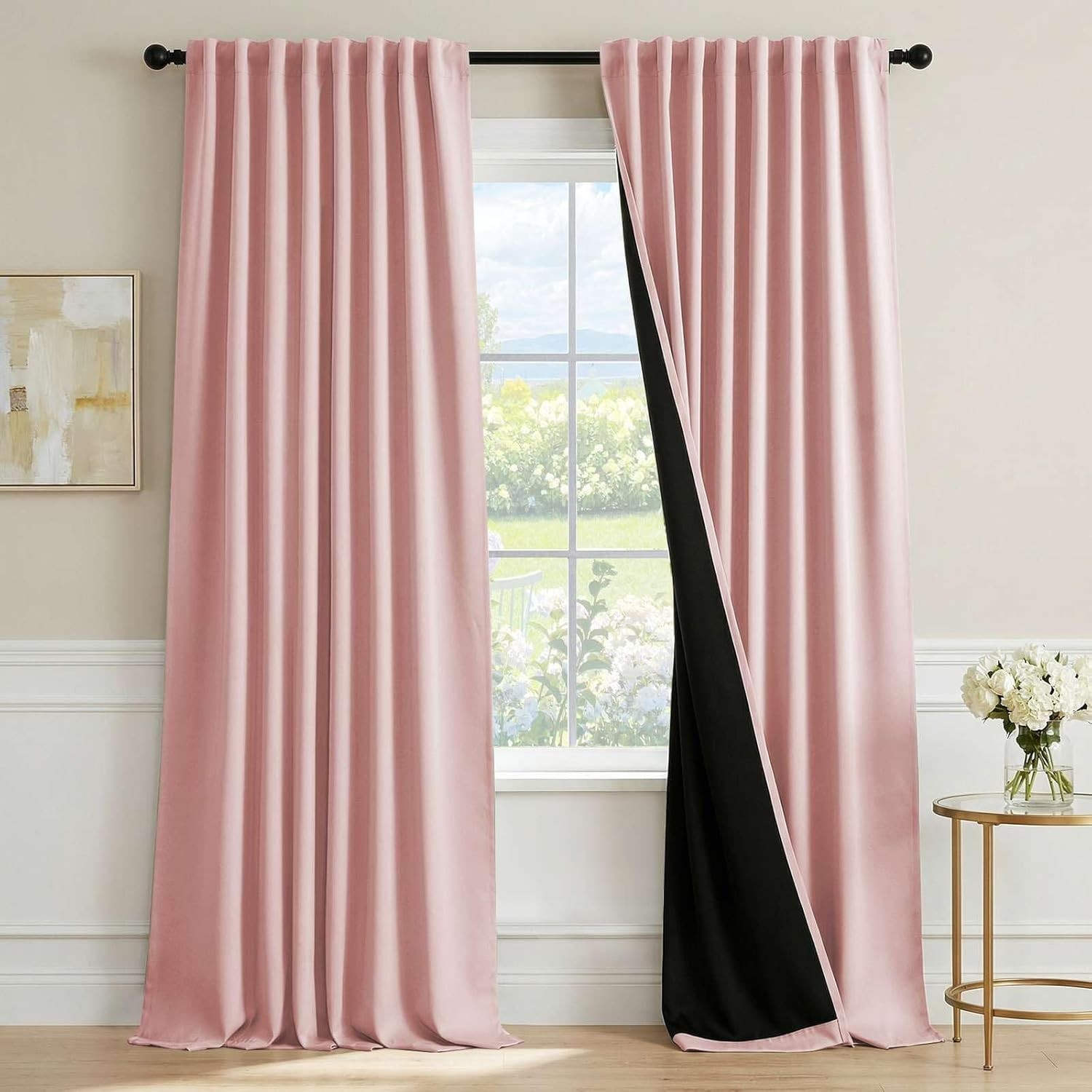 Blackout Curtains 84 Inch Length 2 Panels Set for Living Room Bedroom, Back T…