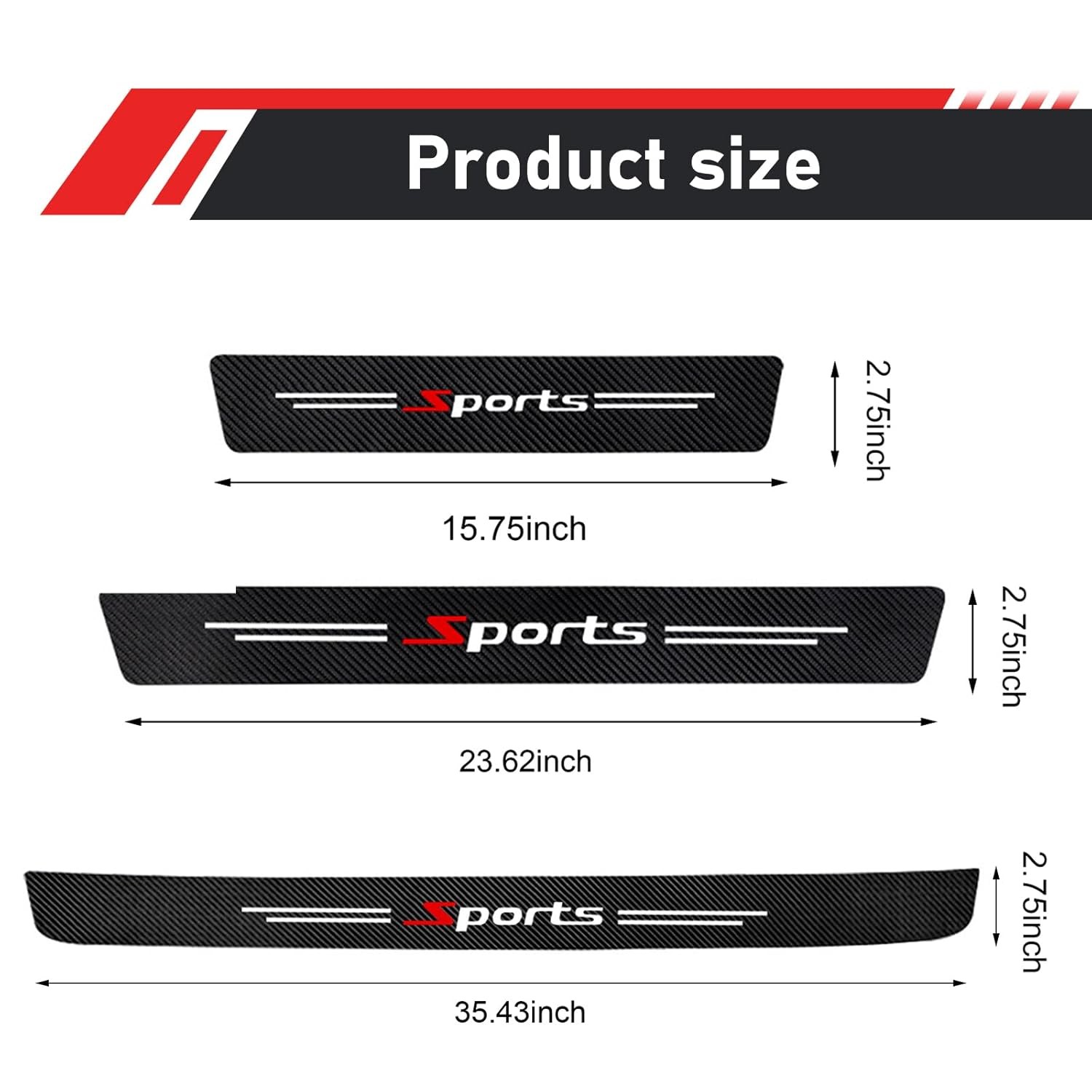 9 PCS Car Door Sill Protector, Carbon Fiber Rear Bumper Guard Strip, Leather Thr