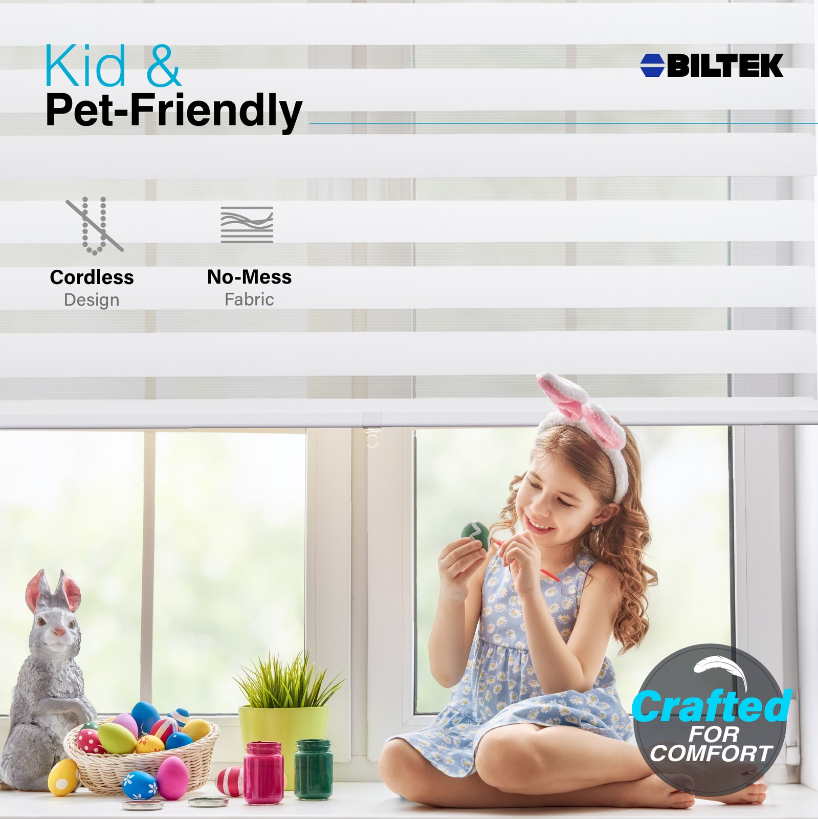 Cordless Zebra Roller Blinds Sheer Shades, Sheer or Privacy – White, 71″W X 72″H