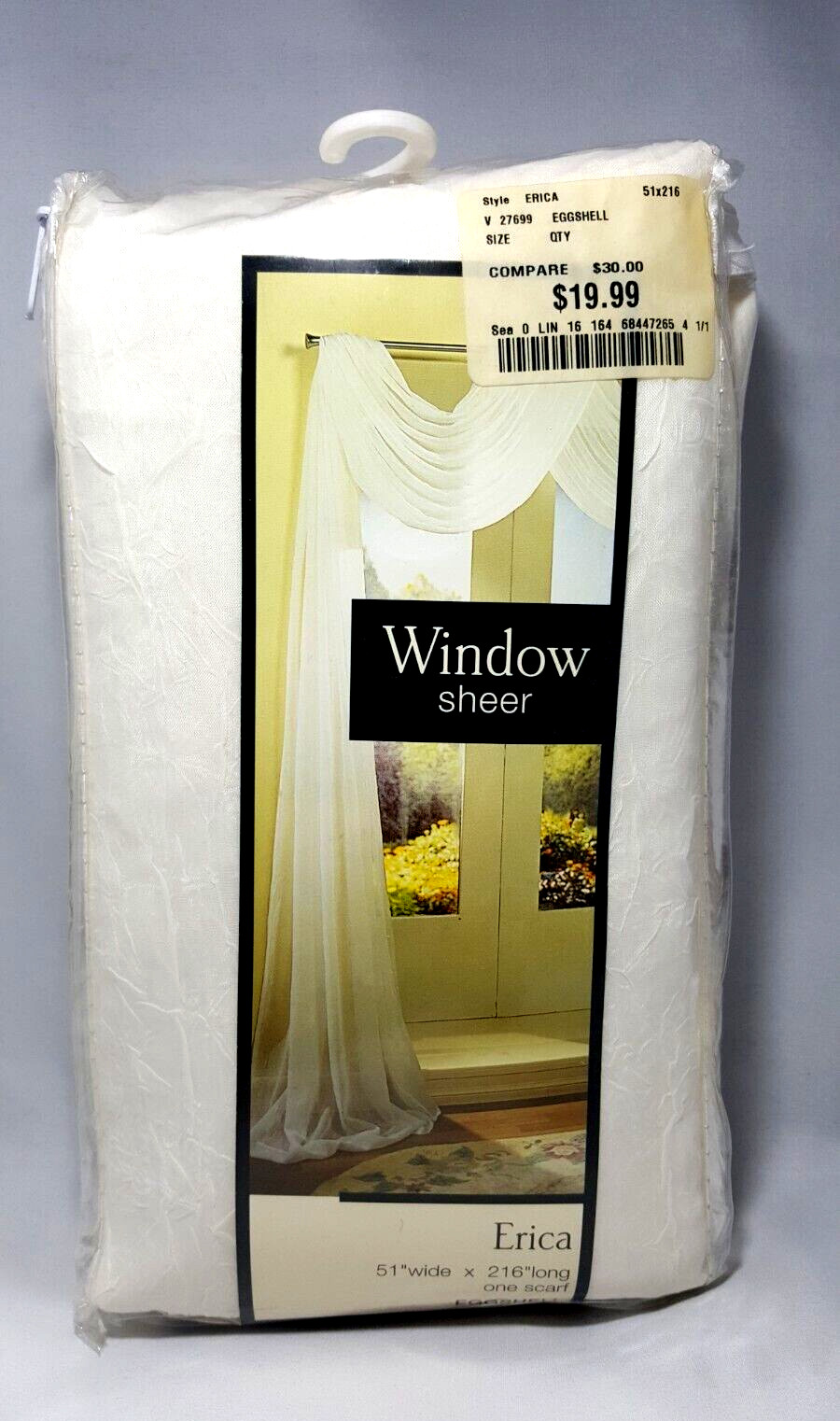 S. Lichtenberg & Co. Window Sheer Scarf Erica Eggshell 51″ W x 216″ L – 1 Pair