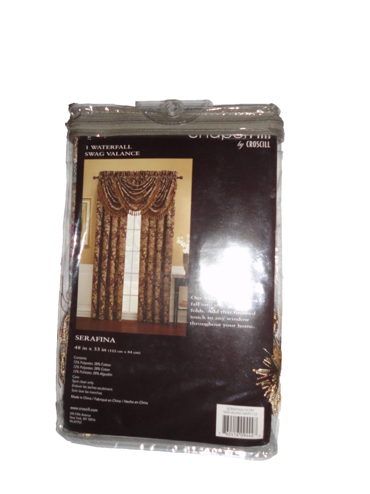 CHAPEL HILL SERAFINA FLORAL PAISLEY DAMASK GREEN IVORY WATERFALL VALANCE 48X33