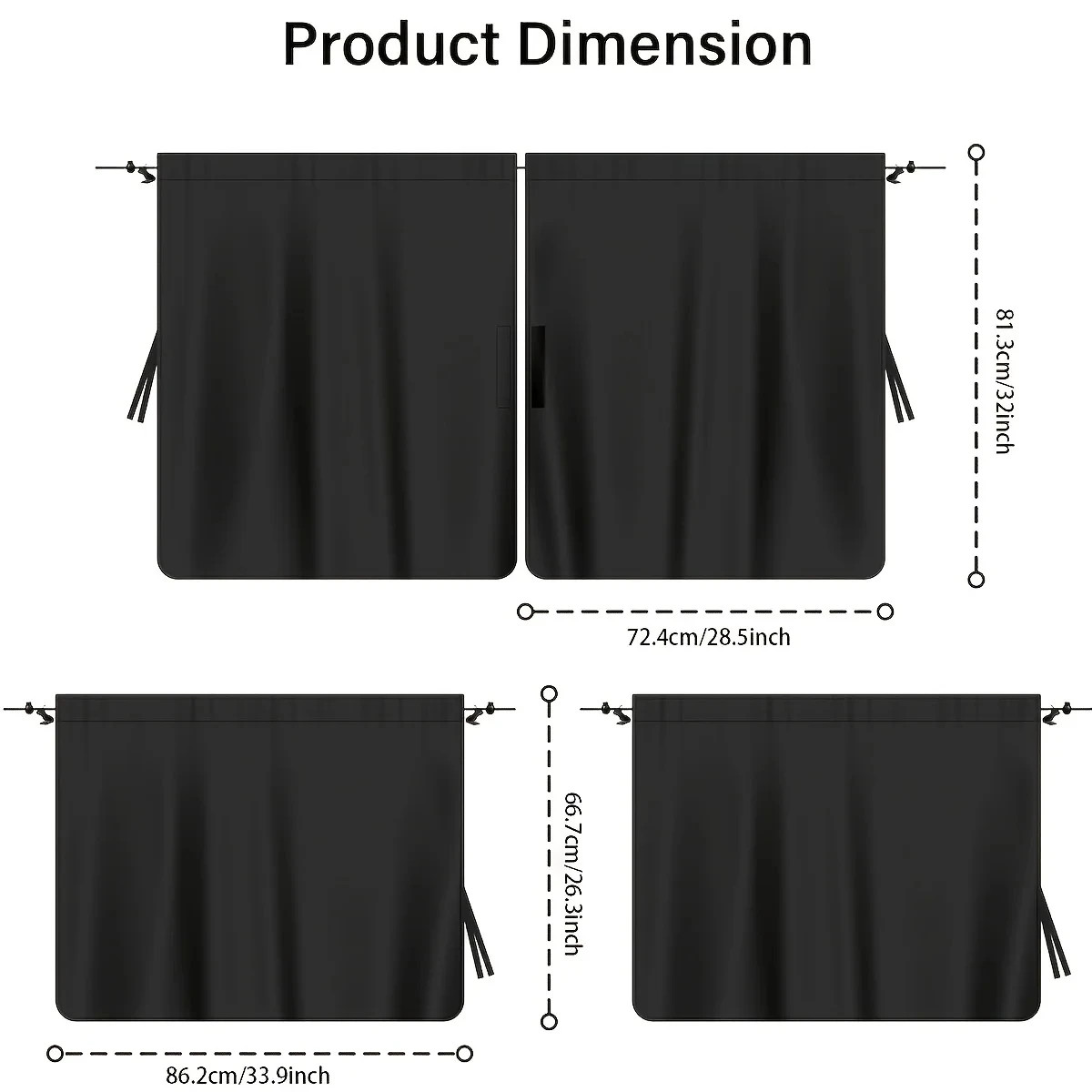 4pcs Car Privacy Curtains Set for Window Shade Travel Nap Camping Detachable