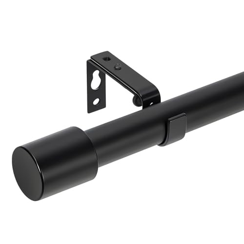 Heavy Duty 1 Inch Curtain Rod Set – Adjusts 48-84 Inches, Standard 32-86″ Black